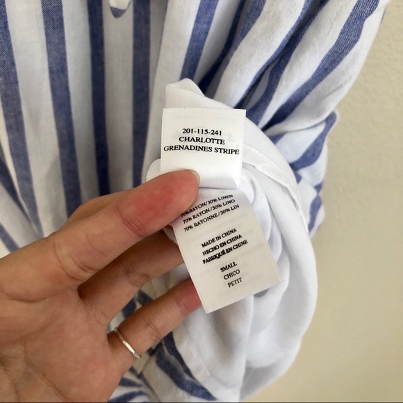 RAILS Striped Linen Tie Front Mini Dress in Blue White - Picture 10 of 12